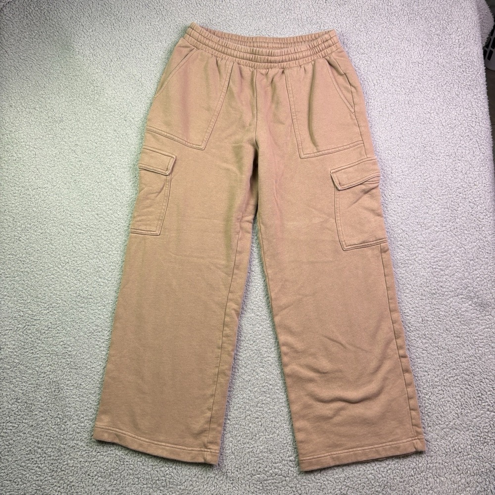 Old Navy Sweatpants Womens Small Baggy Cargo Pockets Wide Leg Cotton Fleece